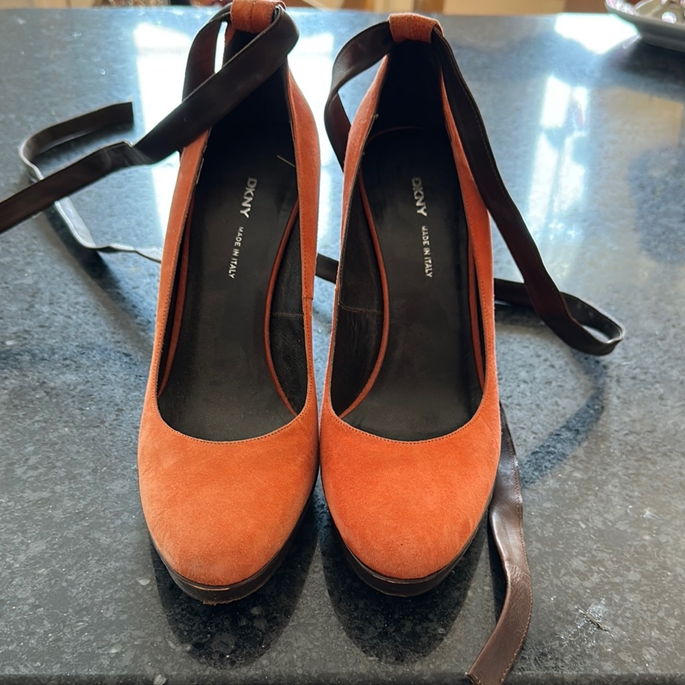 DKNY Women's Orange Suede Heels